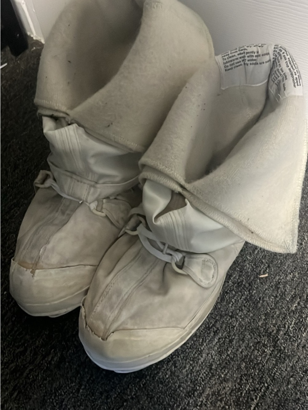 Light Beige Fold-Over Snow Boots